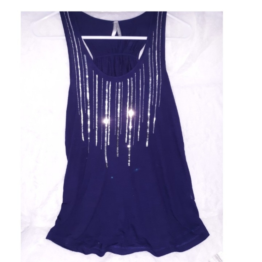 blue sequin tank